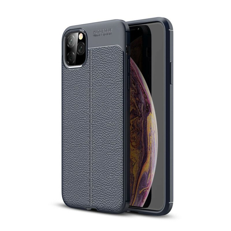 Cover iPhone 11 Pro Max Doppia Linea Litchi Effetto Pelle