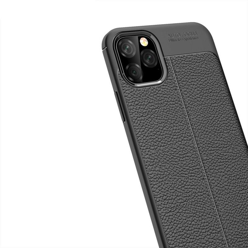 Cover iPhone 11 Pro Max Doppia Linea Litchi Effetto Pelle