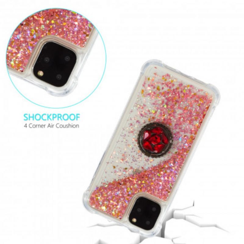 Cover iPhone 11 Pro Max Paillettes Con Supporto Ad Anello