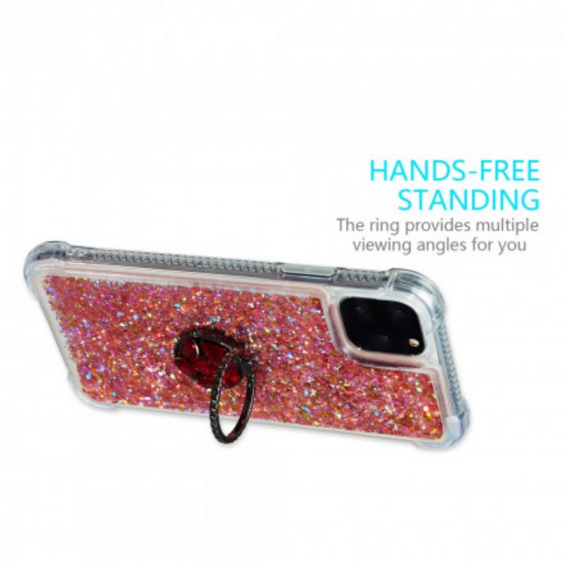 Cover iPhone 11 Pro Max Paillettes Con Supporto Ad Anello