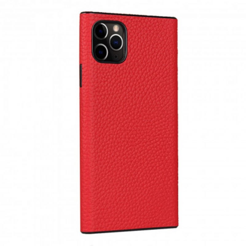 Cover iPhone 11 Pro Max Vera Pelle Di Litchi Con Cinturino