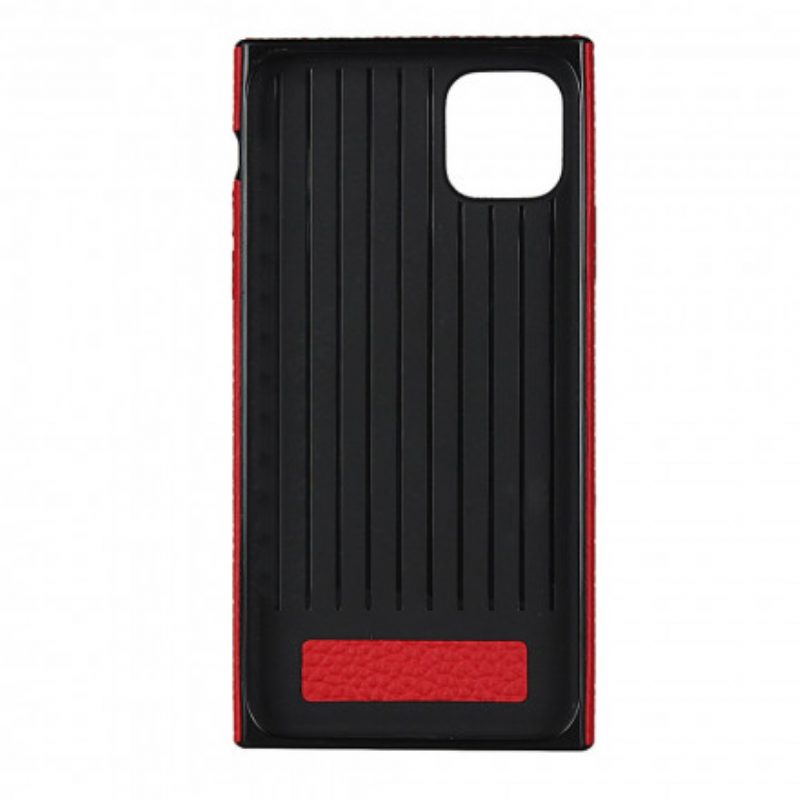 Cover iPhone 11 Pro Max Vera Pelle Di Litchi Con Cinturino