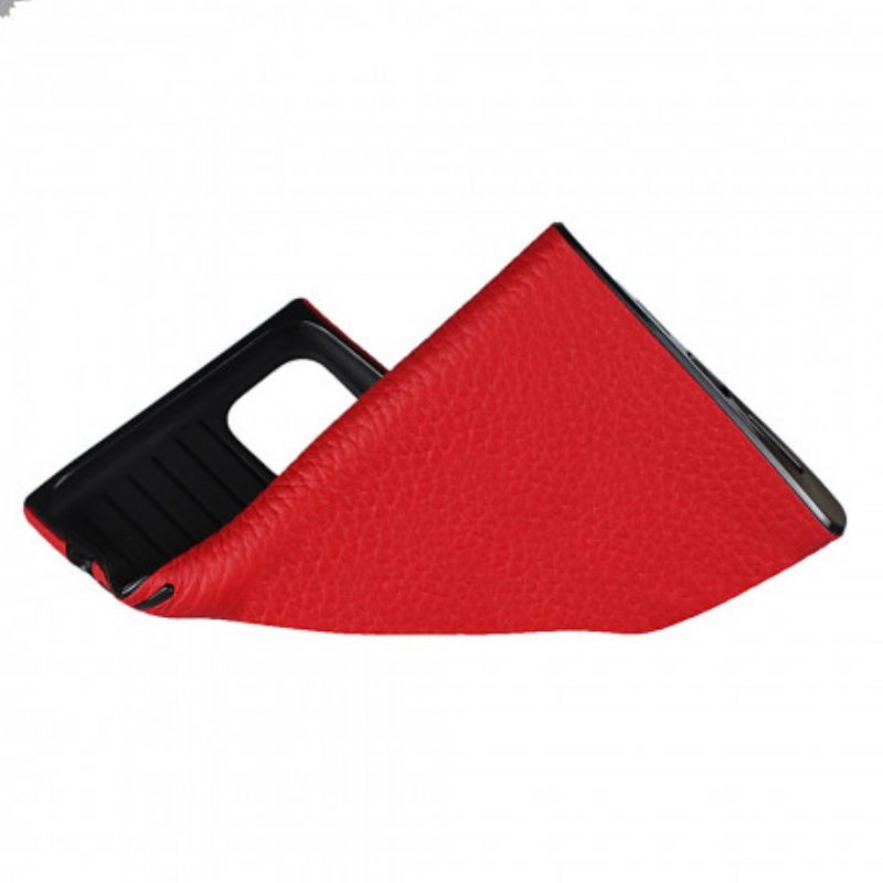 Cover iPhone 11 Pro Max Vera Pelle Di Litchi Con Cinturino