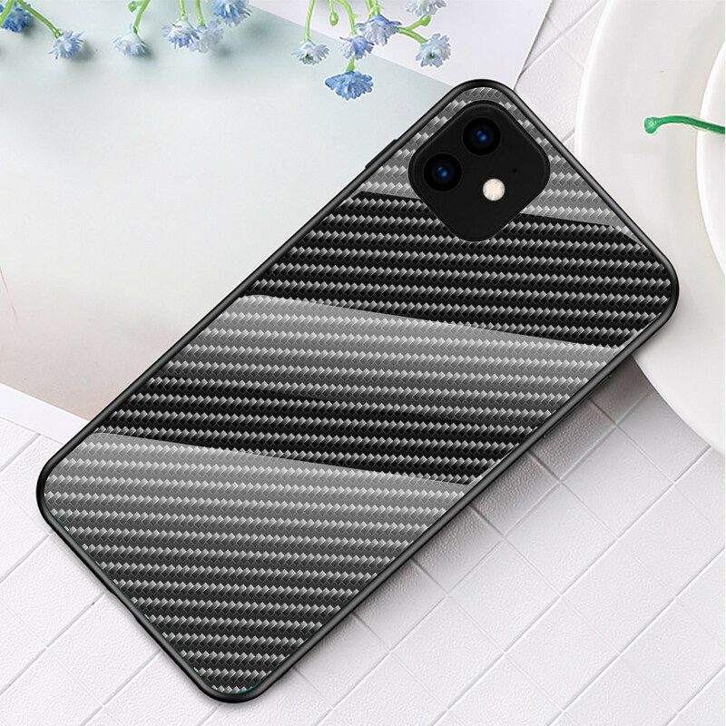 Cover iPhone 11 Pro Max Vetro Temperato In Fibra Di Carbonio