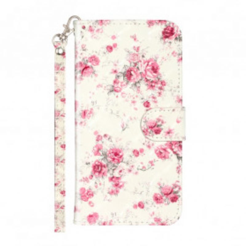 Custodia in pelle iPhone 11 Pro Max Cinturino Punto Luce Fiori