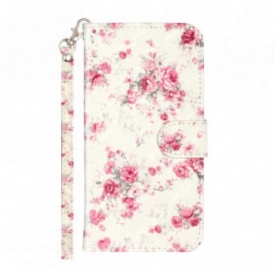 Custodia in pelle iPhone 11 Pro Max Cinturino Punto Luce Fiori