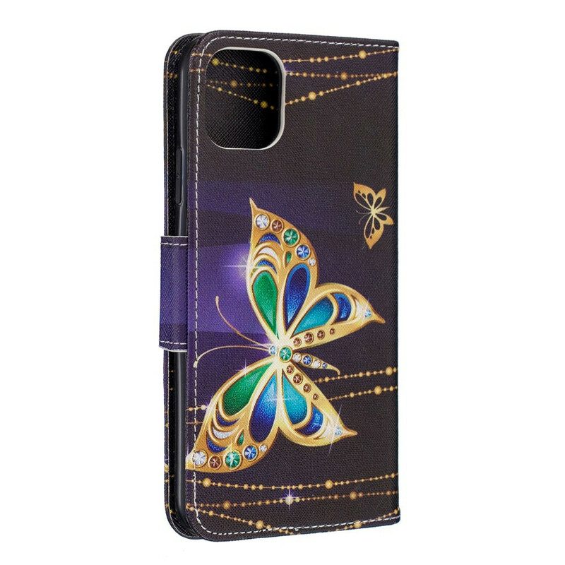 Custodia in pelle iPhone 11 Pro Max Farfalle Incredibili