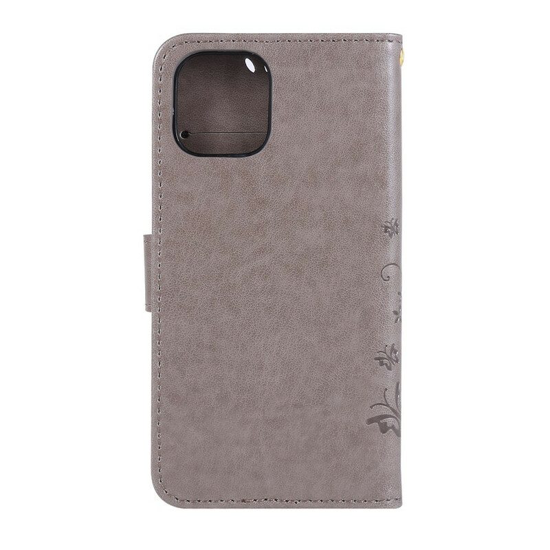 Custodia in pelle iPhone 11 Pro Max Farfalle Nei Fiori