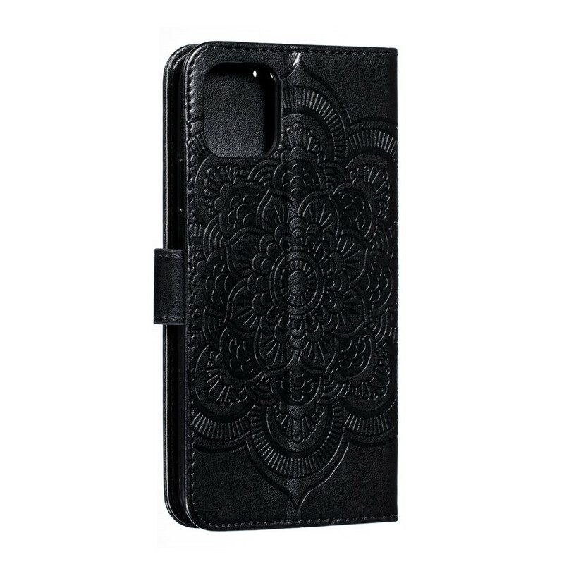 Custodia in pelle iPhone 11 Pro Max Mandala Con Cinturino Completo