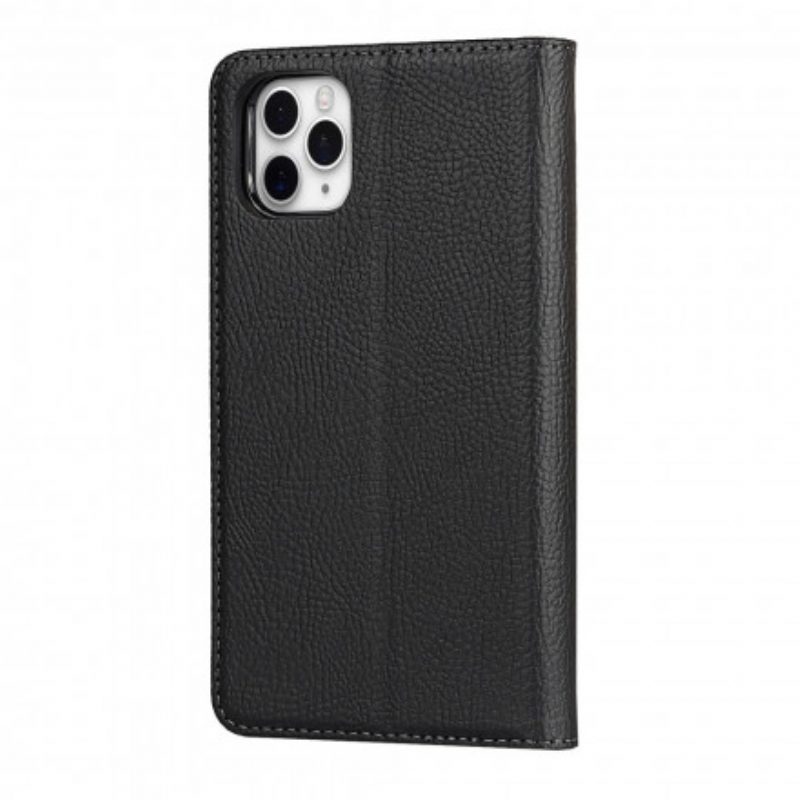 Folio Cover iPhone 11 Pro Max Custodia in pelle Vera Pelle Di Litchi Staccabile