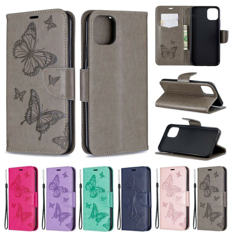 Folio Cover iPhone 11 Pro Max Farfalle Stampate Strappy