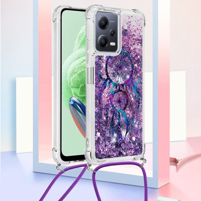 Cover Xiaomi Redmi Note 12 5G Acchiappasogni Con Coulisse Con Paillettes