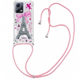 Cover Xiaomi Redmi Note 12 5G Coulisse Glitterata Torre Eiffel