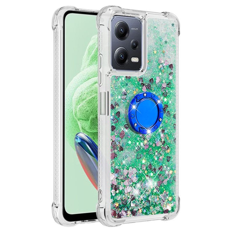 Cover Xiaomi Redmi Note 12 5G Espositore Per Anelli Con Paillettes Colorate