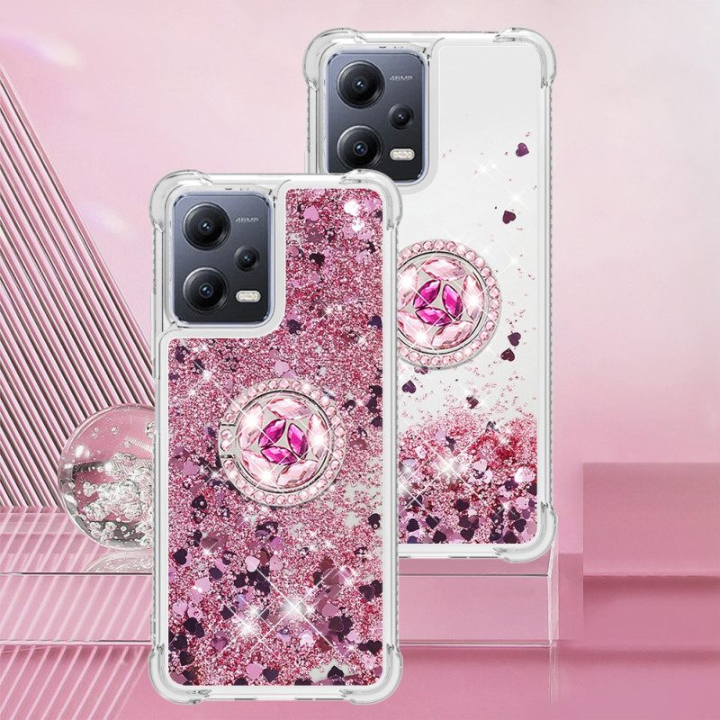 Cover Xiaomi Redmi Note 12 5G Espositore Per Anelli Con Paillettes Colorate