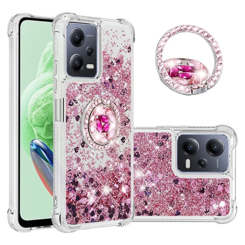 Cover Xiaomi Redmi Note 12 5G Espositore Per Anelli Con Paillettes Colorate