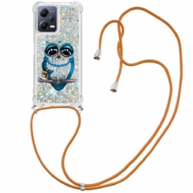 Cover Xiaomi Redmi Note 12 5G Miss Owl Con Coulisse In Paillettes