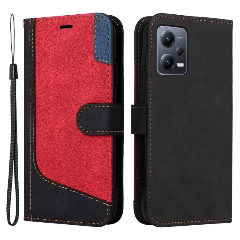 Custodia A Portafoglio Xiaomi Redmi Note 12 5G Cinturino Tricolore