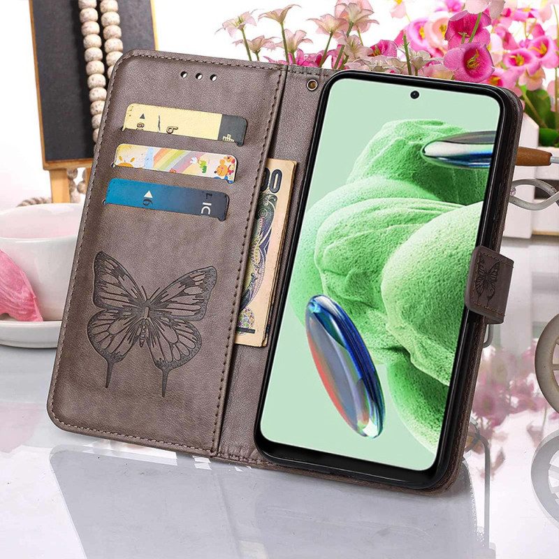 Custodia A Portafoglio Xiaomi Redmi Note 12 5G Farfalla Floreale