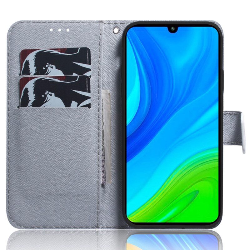 Custodia A Portafoglio Xiaomi Redmi Note 12 5G Lupo Dell'acquerello Strappy