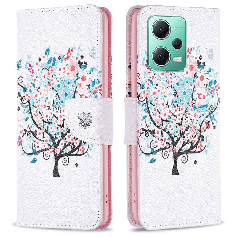 Custodia in pelle Xiaomi Redmi Note 12 5G Albero Fiorito