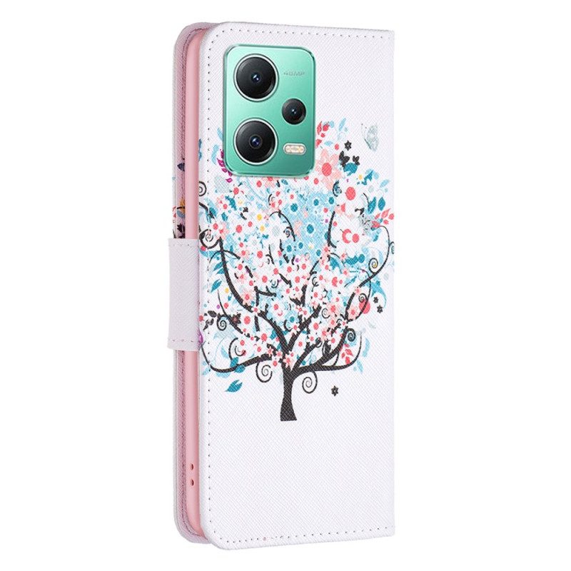 Custodia in pelle Xiaomi Redmi Note 12 5G Albero Fiorito