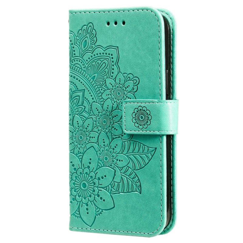 Custodia in pelle Xiaomi Redmi Note 12 5G Cinghia Fiore Mandala