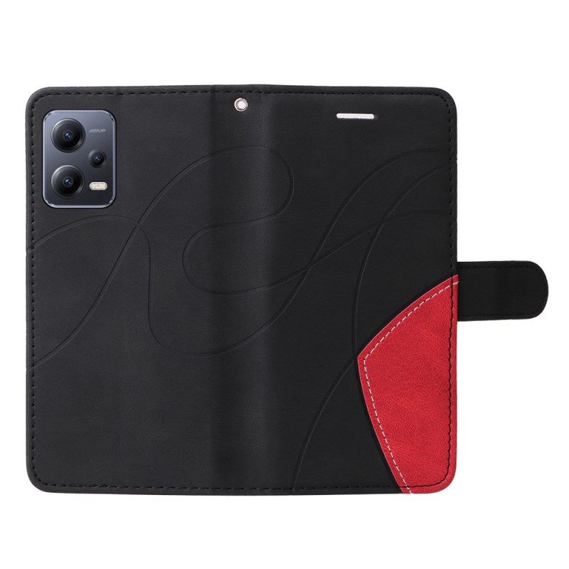 Custodia in pelle Xiaomi Redmi Note 12 5G Cinturino Bicolore