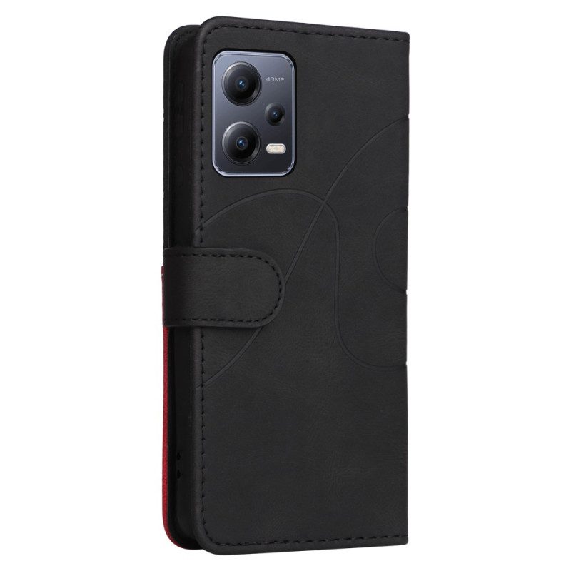 Custodia in pelle Xiaomi Redmi Note 12 5G Cinturino Bicolore