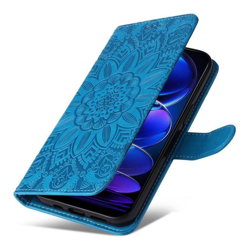 Custodia in pelle Xiaomi Redmi Note 12 5G Decorazione Mandala Con Cinturino