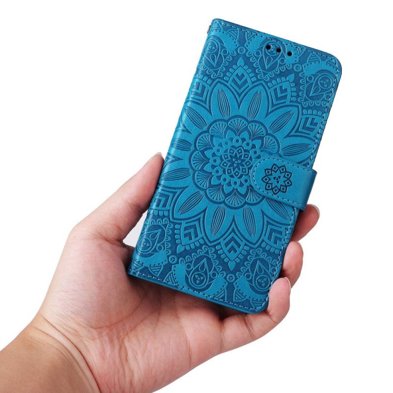 Custodia in pelle Xiaomi Redmi Note 12 5G Decorazione Mandala Con Cinturino