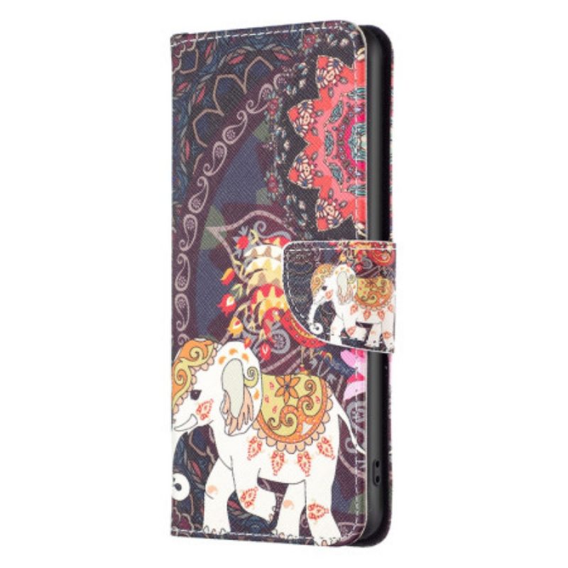 Custodia in pelle Xiaomi Redmi Note 12 5G Elefante Tribale