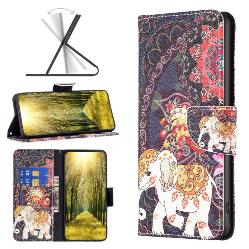 Custodia in pelle Xiaomi Redmi Note 12 5G Elefante Tribale