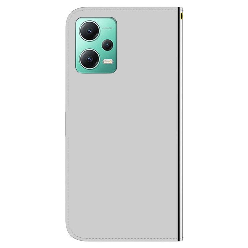 Custodia in pelle Xiaomi Redmi Note 12 5G Finta Pelle A Specchio Con Cinturino