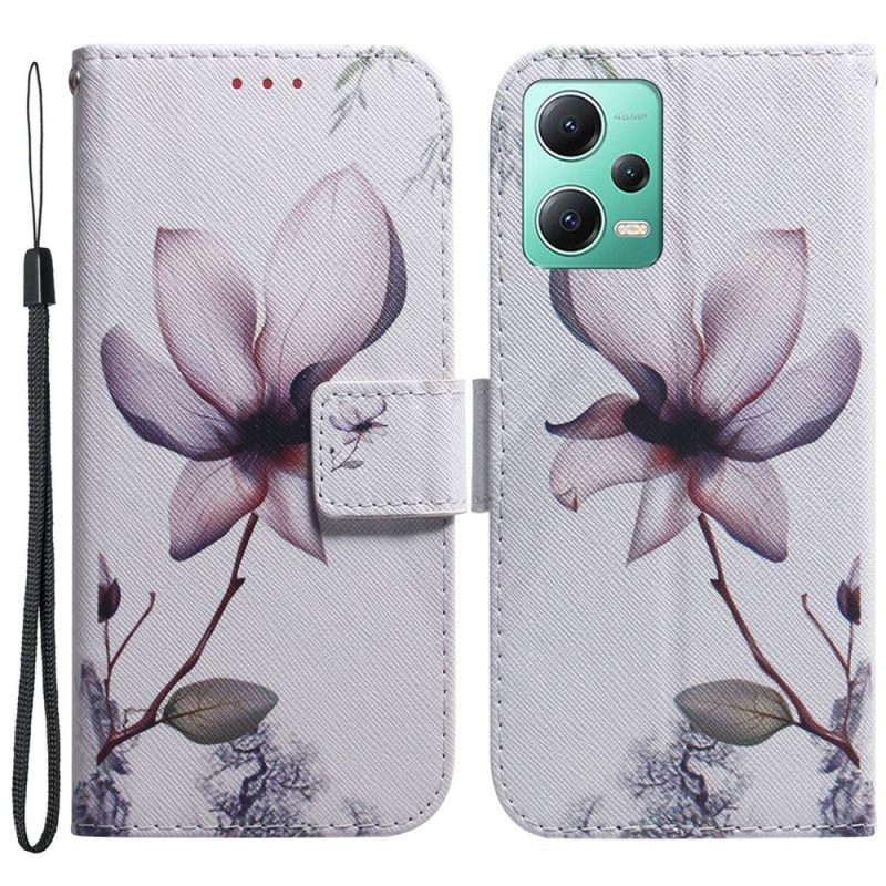 Custodia in pelle Xiaomi Redmi Note 12 5G Fiore Di Cinturino Antico