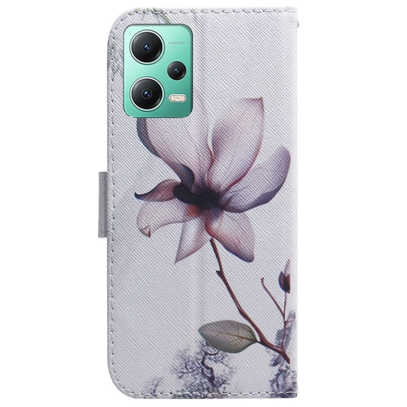 Custodia in pelle Xiaomi Redmi Note 12 5G Fiore Di Cinturino Antico