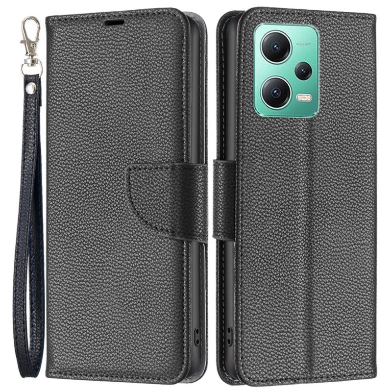 Custodia in pelle Xiaomi Redmi Note 12 5G Lychee Chiusura Obliqua