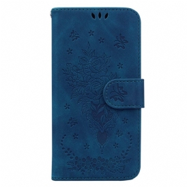 Custodia in pelle Xiaomi Redmi Note 12 5G Strappy Rose E Farfalle