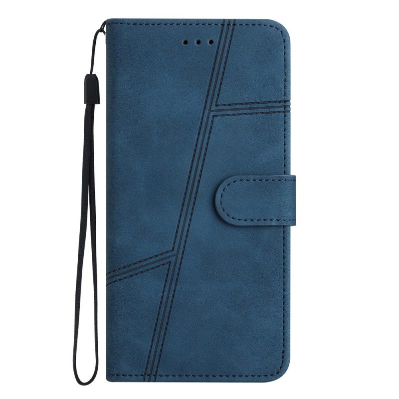 Custodia in pelle Xiaomi Redmi Note 12 5G Strappy Stile Geometrico In Pelle