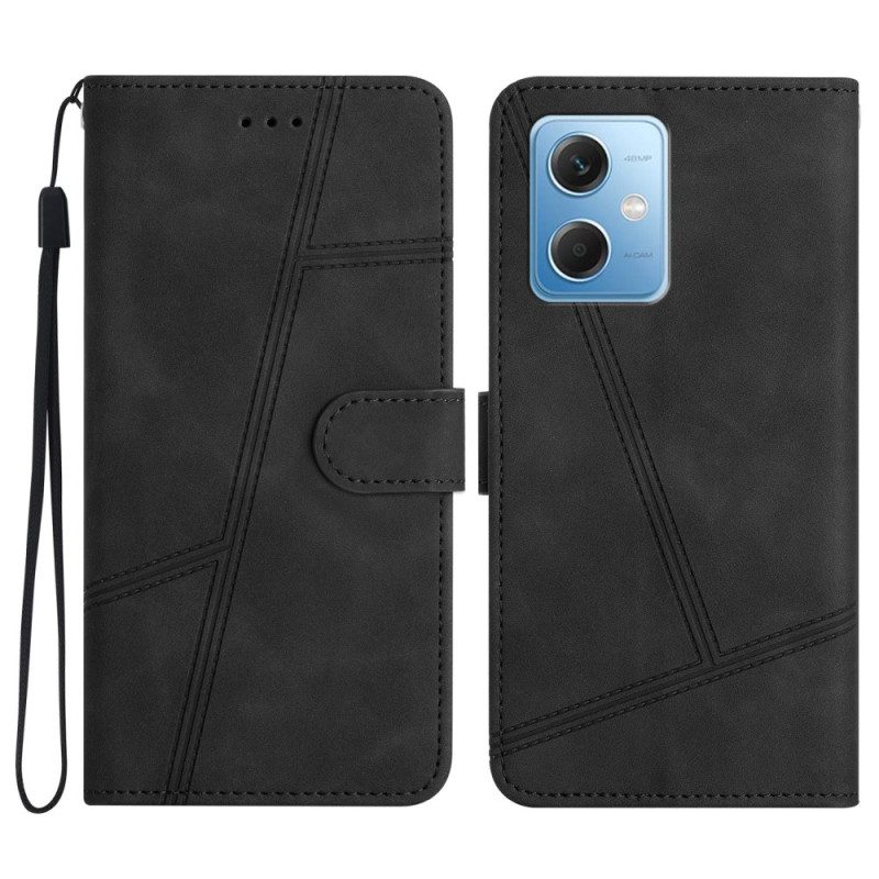 Custodia in pelle Xiaomi Redmi Note 12 5G Strappy Stile Geometrico In Pelle