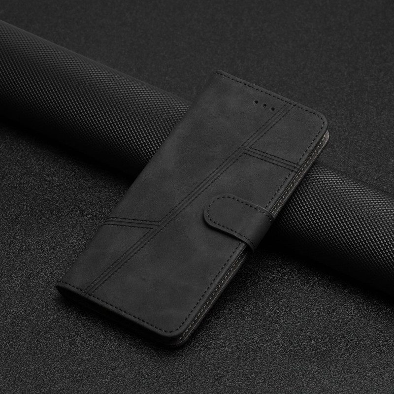 Custodia in pelle Xiaomi Redmi Note 12 5G Strappy Stile Geometrico In Pelle