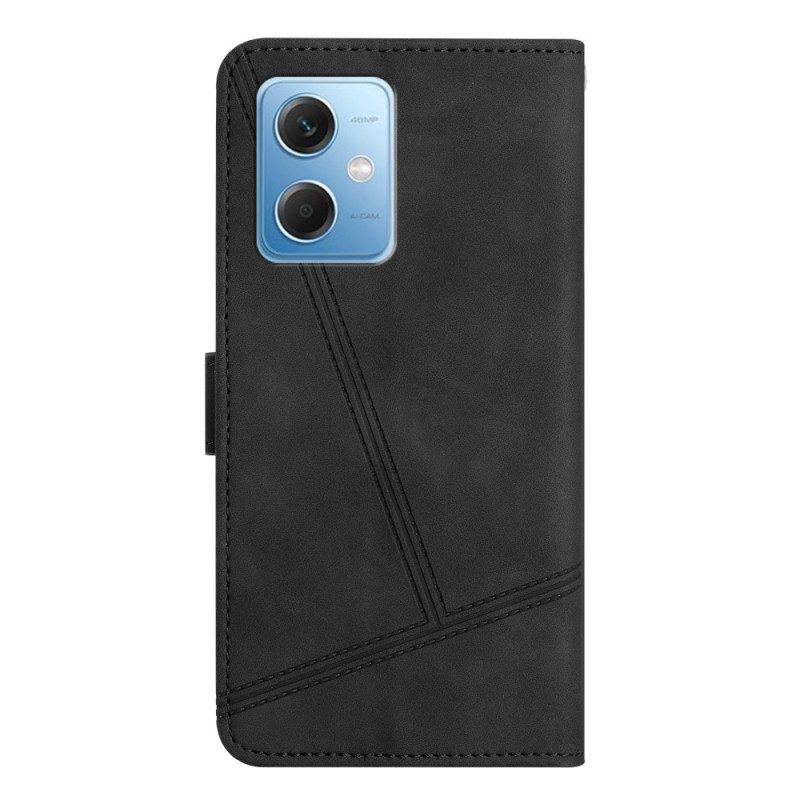 Custodia in pelle Xiaomi Redmi Note 12 5G Strappy Stile Geometrico In Pelle