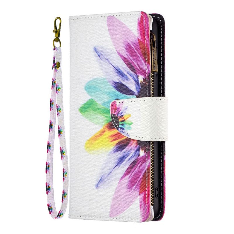 Custodia in pelle Xiaomi Redmi Note 12 5G Tasca Con Zip A Fiore