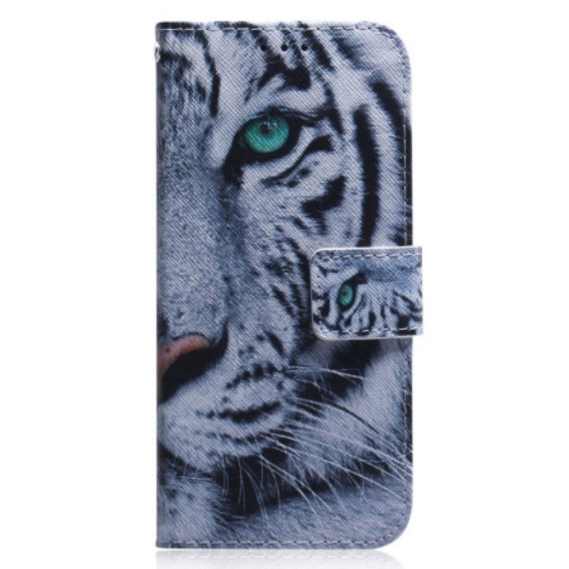 Custodia in pelle Xiaomi Redmi Note 12 5G Tigre Bianca Strappy