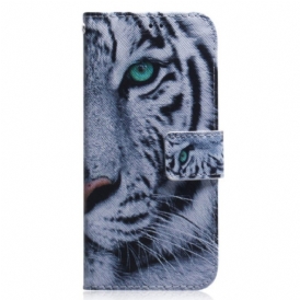 Custodia in pelle Xiaomi Redmi Note 12 5G Tigre Bianca Strappy