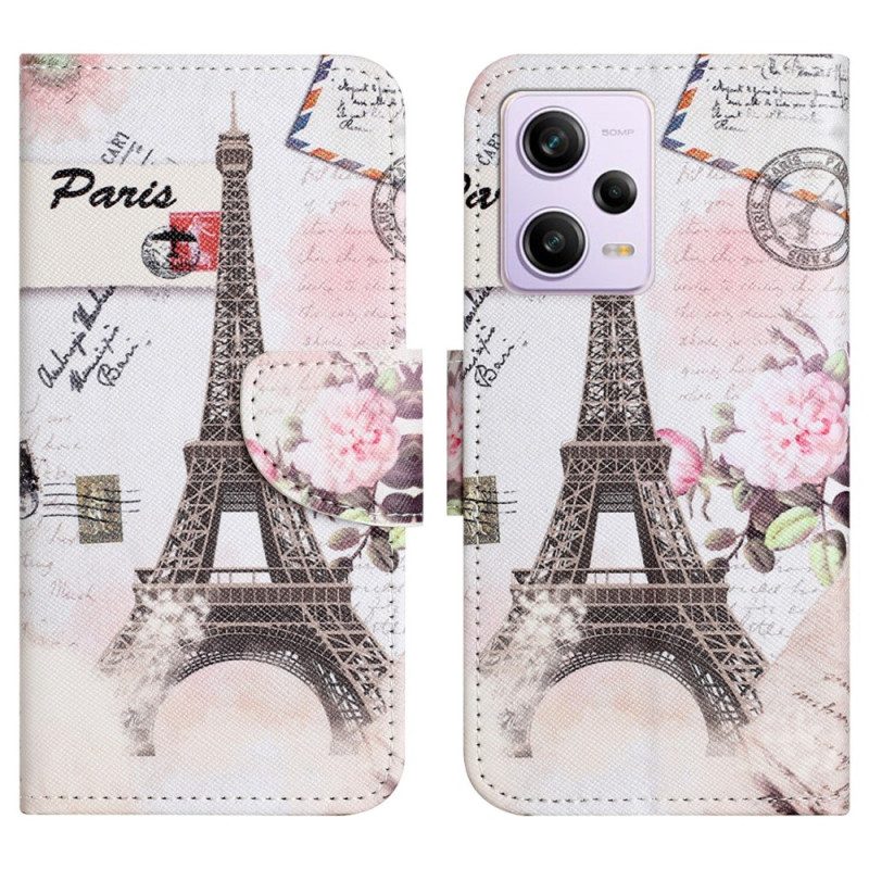 Custodia in pelle Xiaomi Redmi Note 12 5G Torre Eiffel