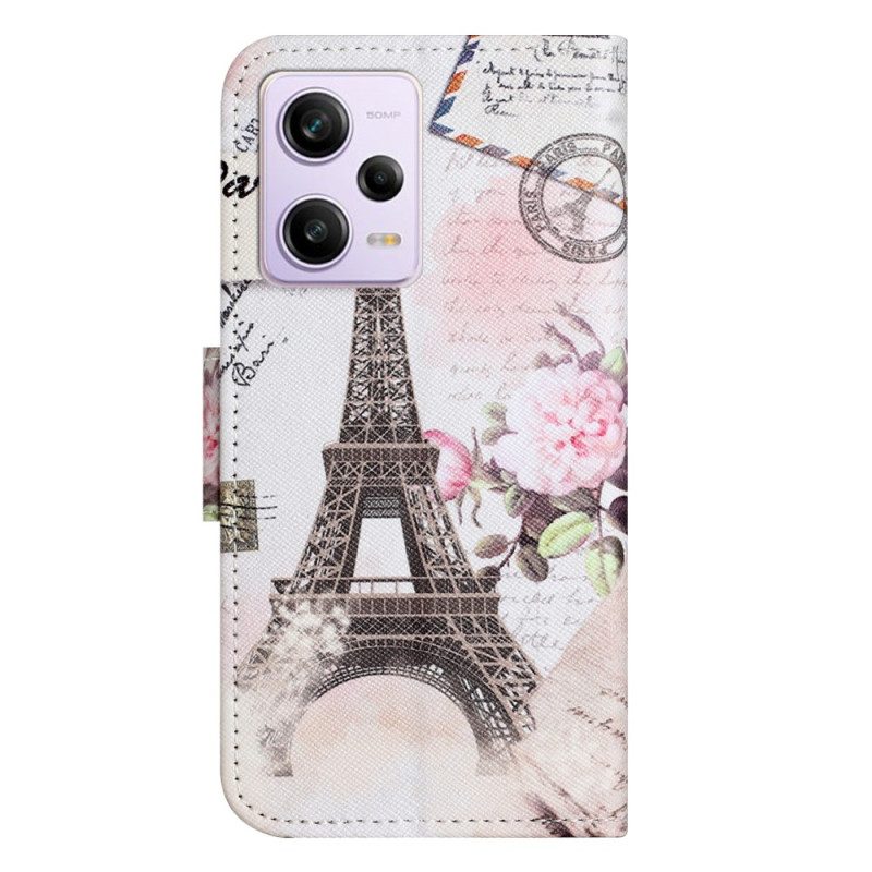 Custodia in pelle Xiaomi Redmi Note 12 5G Torre Eiffel