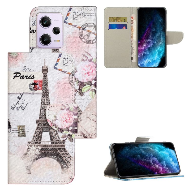 Custodia in pelle Xiaomi Redmi Note 12 5G Torre Eiffel