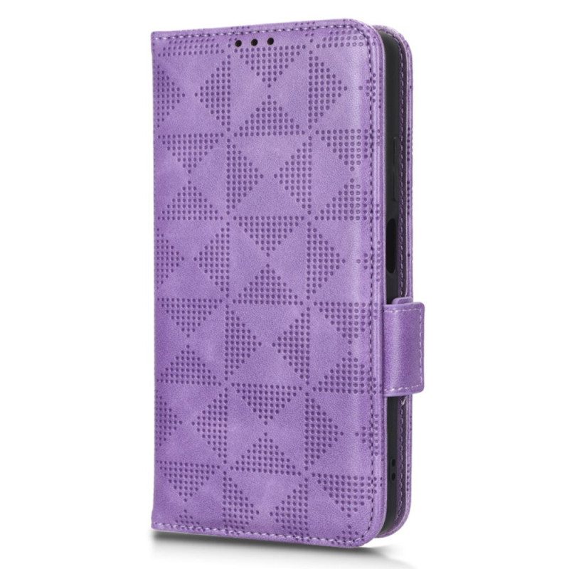 Custodia in pelle Xiaomi Redmi Note 12 5G Triangoli Con Cordino