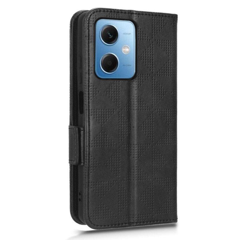 Custodia in pelle Xiaomi Redmi Note 12 5G Triangoli Con Cordino